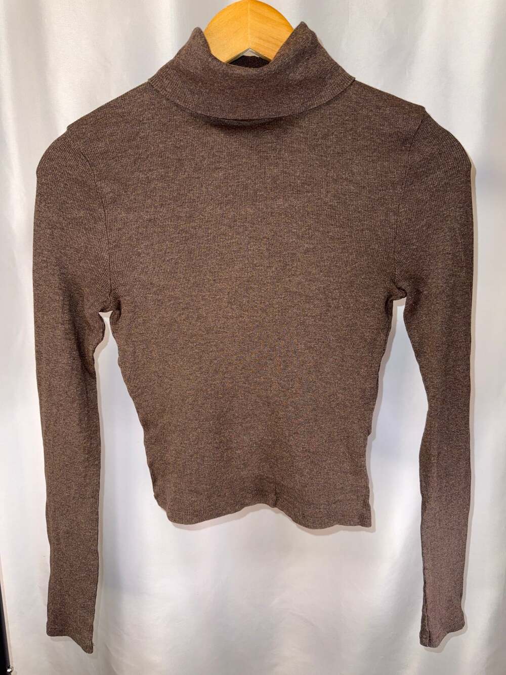 Madewell Women’s Brown Ribbed Turtleneck Long Sleeve Sweater Top Size M